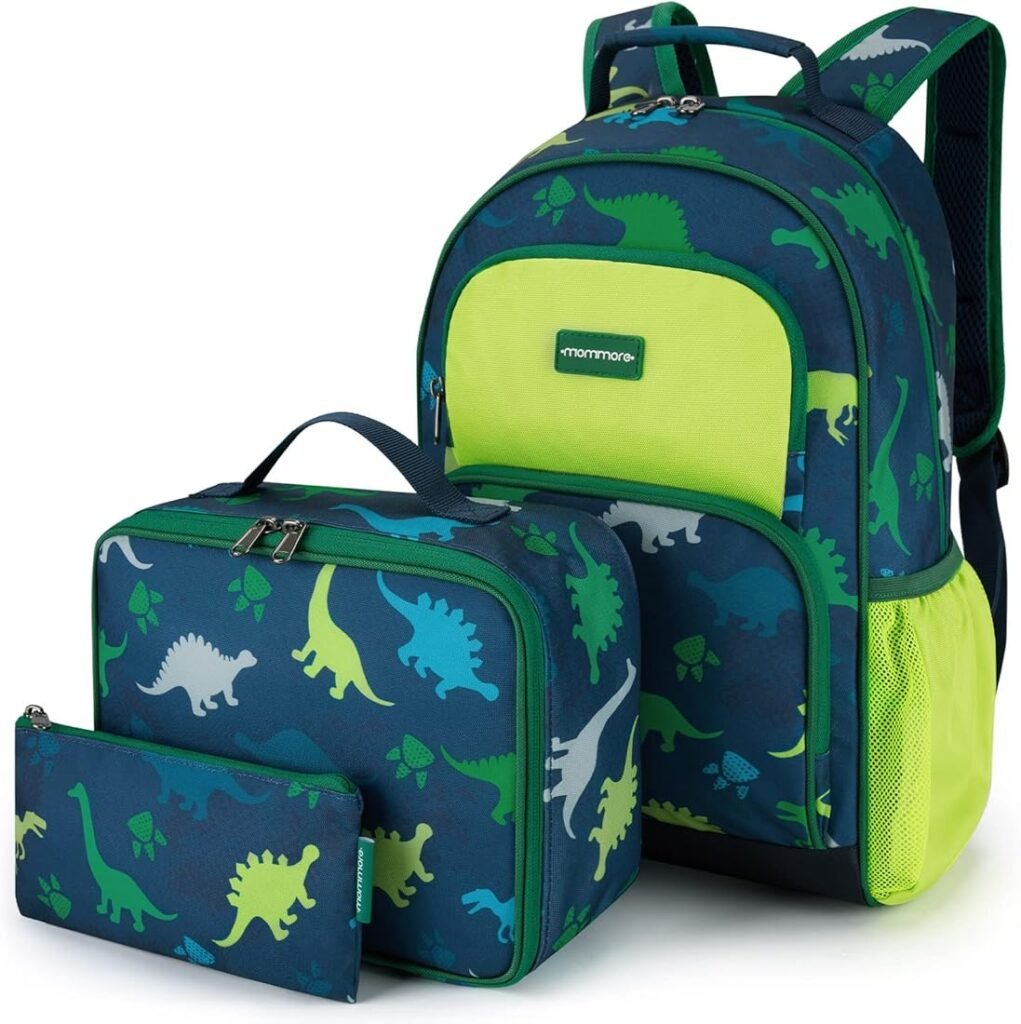 mommore Kids Backpack Set with matching lunch bag and pencil case for boys and girls, lightweight school backpack for elementary students with spacious storage and comfortable straps